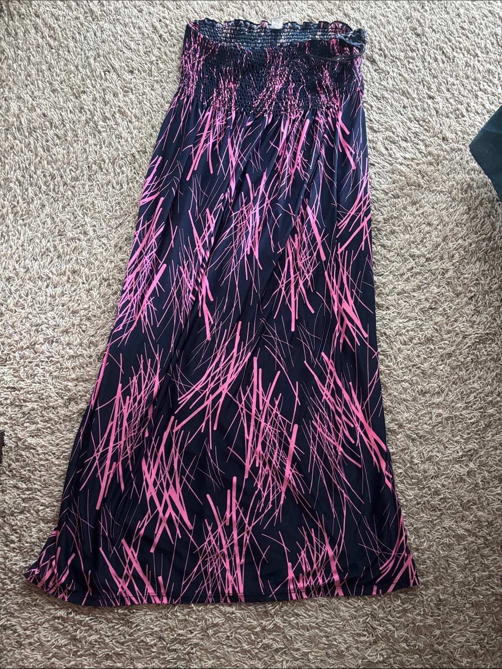 Navy Dress  with Pink Abstract Streaks